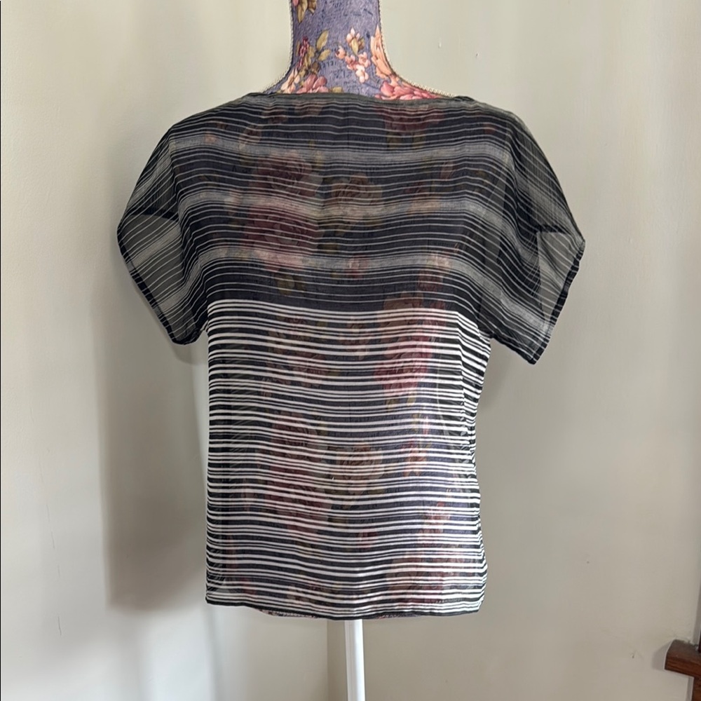 Calvin Klein Black and White Striped Blouse